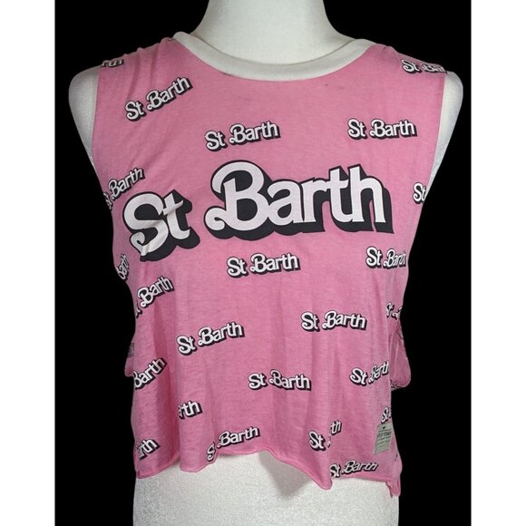 St. Barth Limited Edition Cropped Pink Oversized Tank Top - Picture 1 of 9